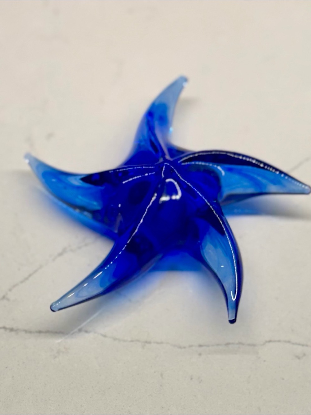 Coastal Chic Cobalt Blue Glass Starfish Paperweight - Picture 2 of 3